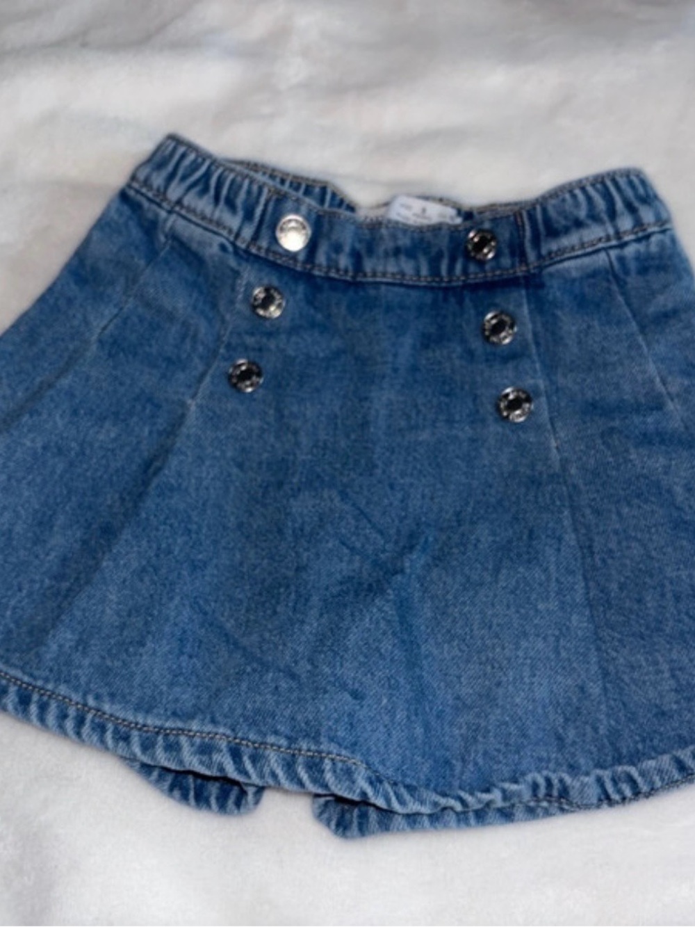 Zara Girls Denim Skort in Blue with Front Buttons